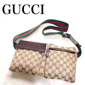 GUCCI GG Bum Bag/Waist Pouch/Sling Shoulder Belt bag Brown/Unisex